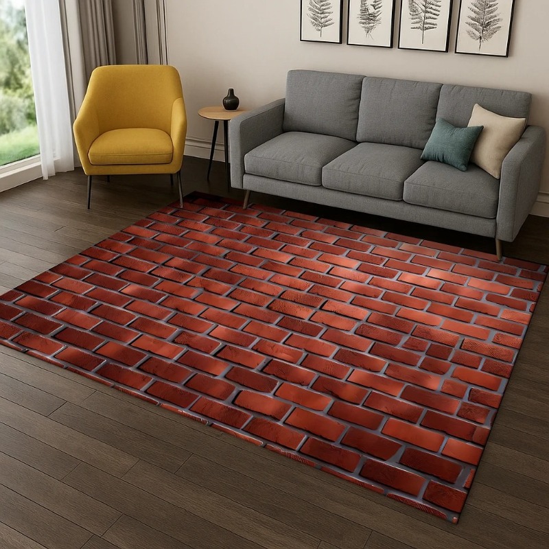 Commercial Wall Printing - 3D Baksteen Steen Gebouw Tapijt Muur